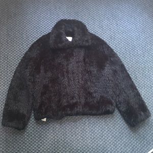 Mango faux fur jacket in black